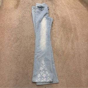 Vintage Light Wash Jeans with Lace & Beading Embellished Size 8 Paolo Santini